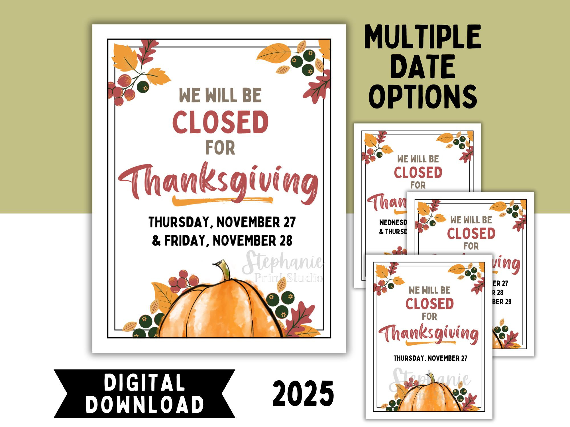 Closed For Thanksgiving Sign 2025 Printable | Thanksgiving Holiday regarding Closed For Thanksgiving 2025 Sign Printable