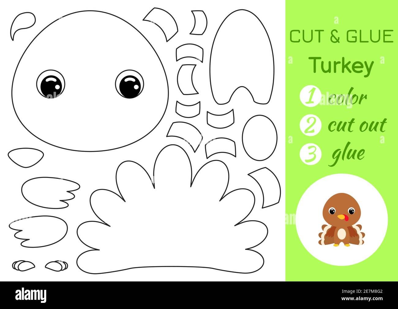 Coloring Book Cut And Glue Baby Turkey. Educational Paper Game For throughout Turkey Cut and Paste Printables