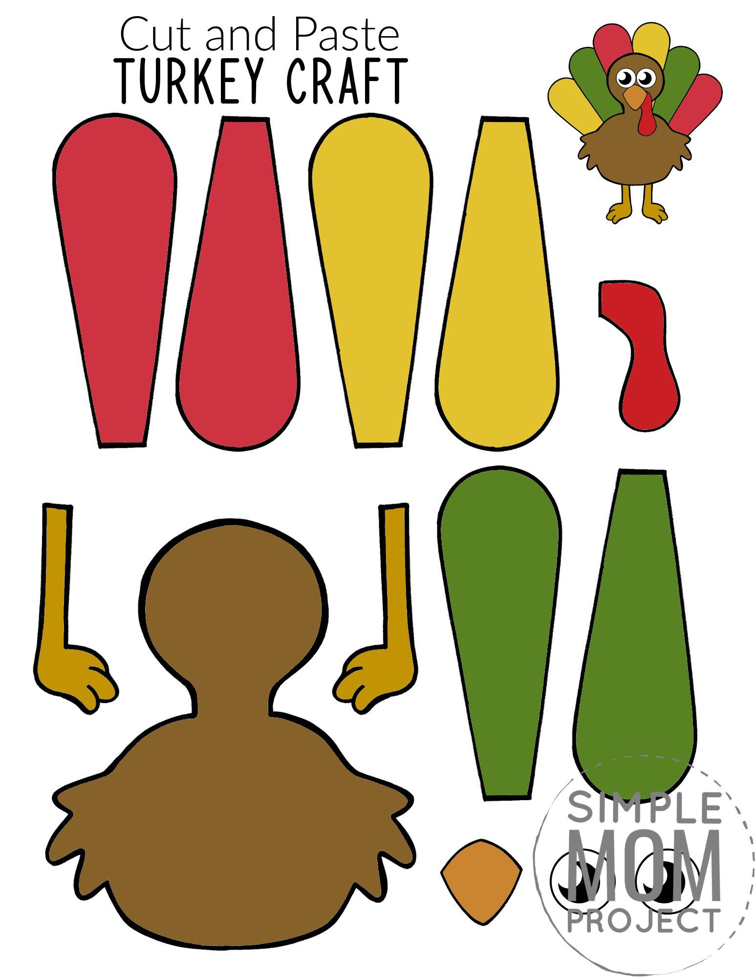 Cut And Paste Turkey Craft For Kids With Free Template in Cut And Paste Turkey Printable