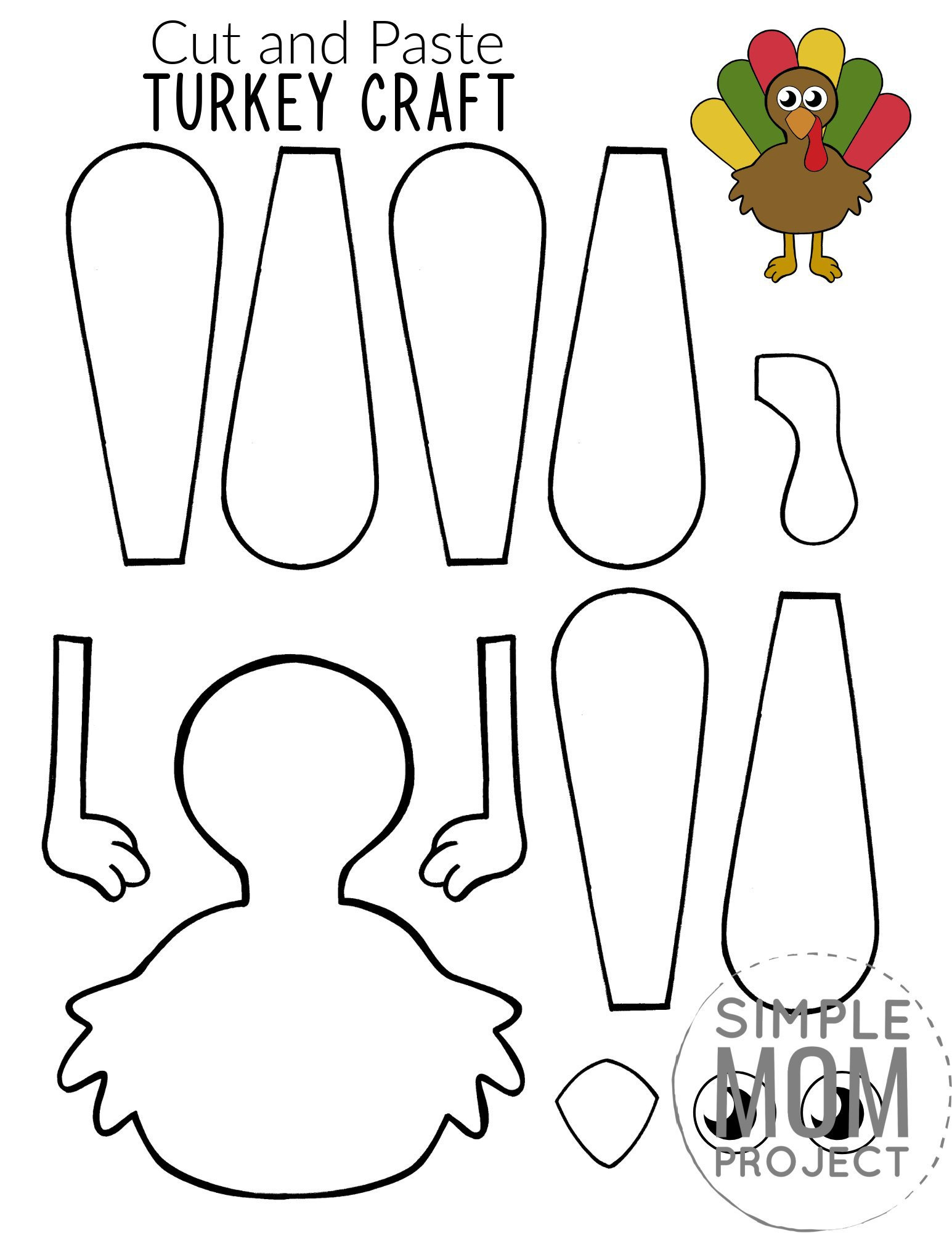 Cut And Paste Turkey Craft For Kids With Free Template with Cut and Paste Turkey Printable