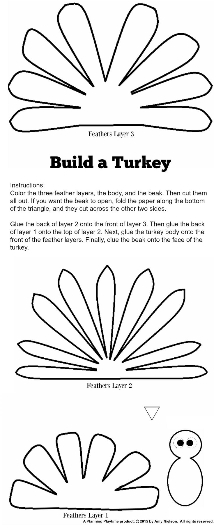 Cute Turkey Craft W/ Free Printable Template - Planning Playtime for Turkey With Feathers Printable