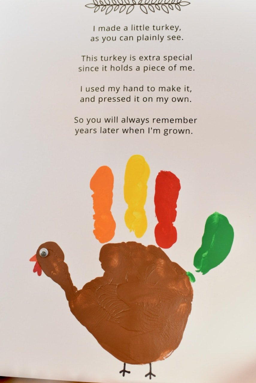 Cutest Turkey Handprint Craft + Poem Printable - Make Life Lovely regarding Free Printable Thanksgiving Handprint Poem