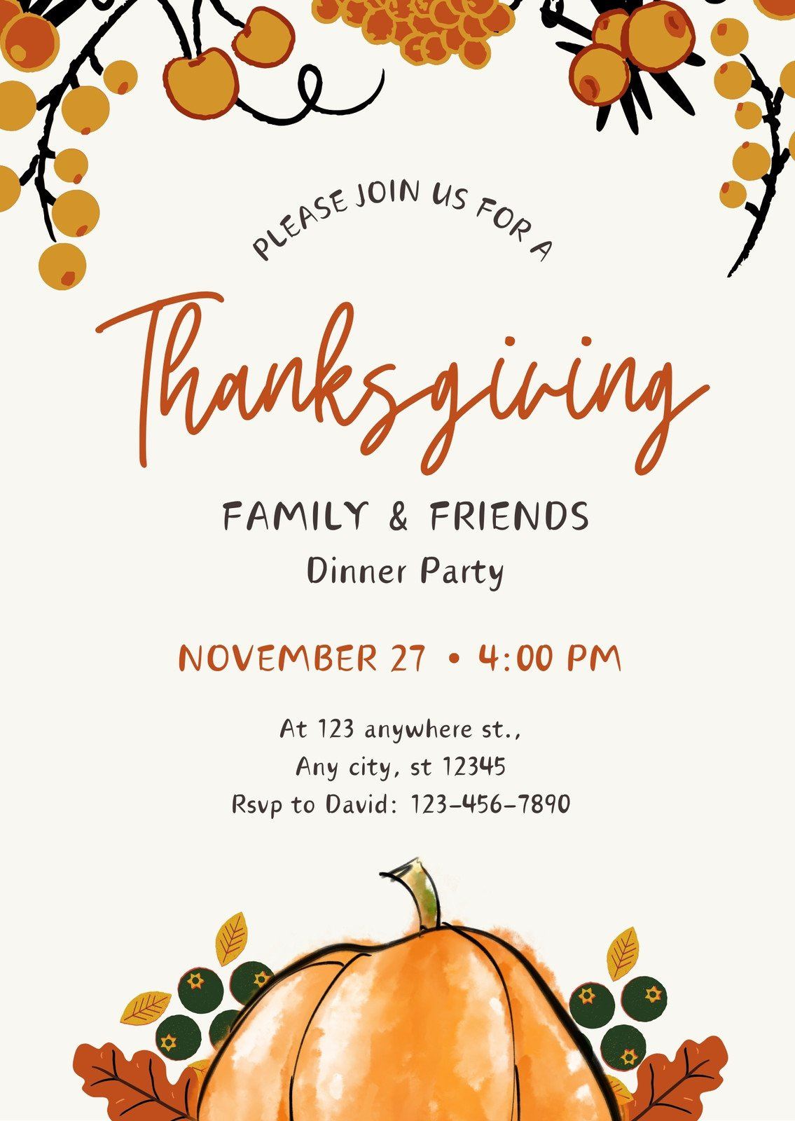 Design And Print Landscape Thanksgiving Invitations | Canva intended for Printable Thanksgiving Dinner Invitations