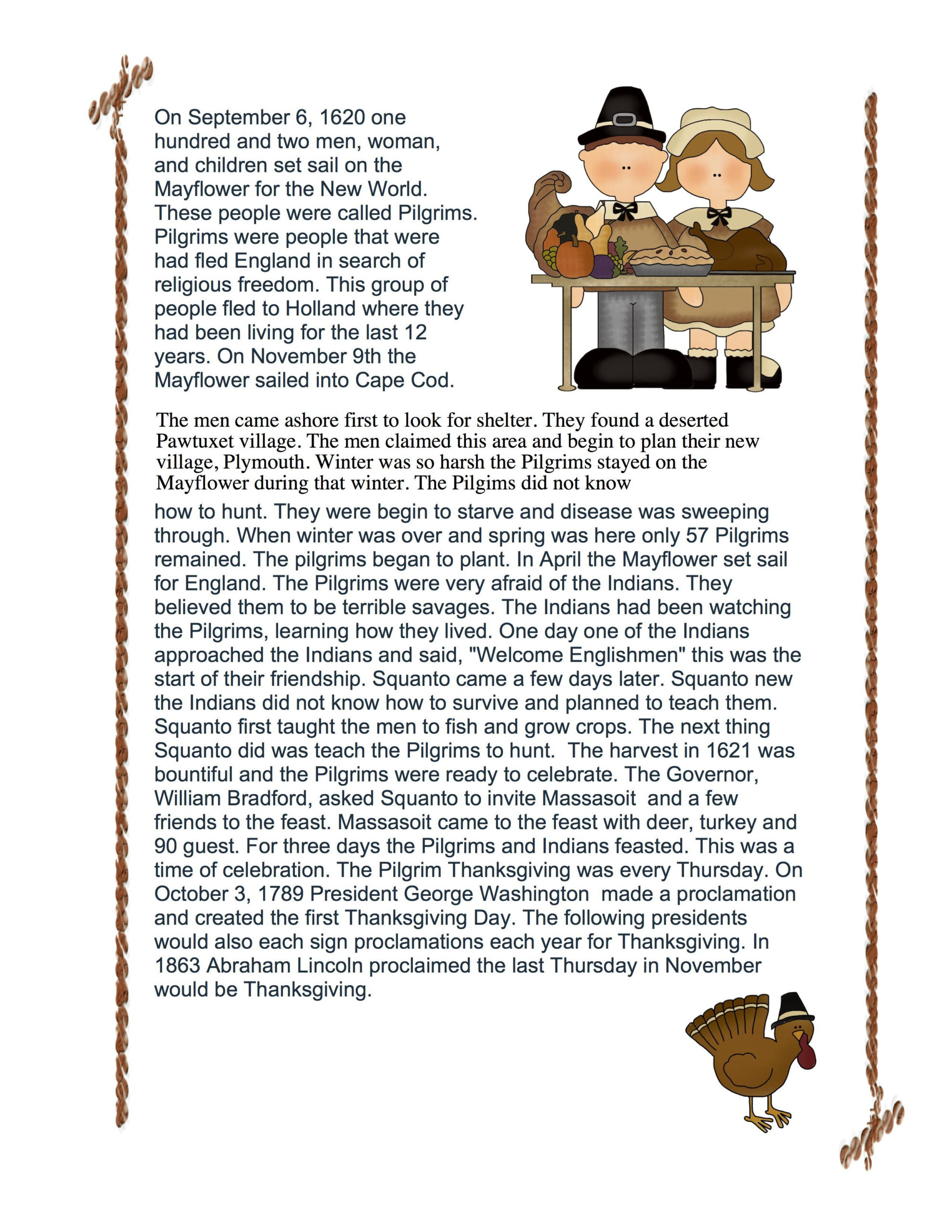 Discover 27 Thanksgiving And Thanksgiving Reading Comprehension with regard to Thanksgiving Story For Kids Printable