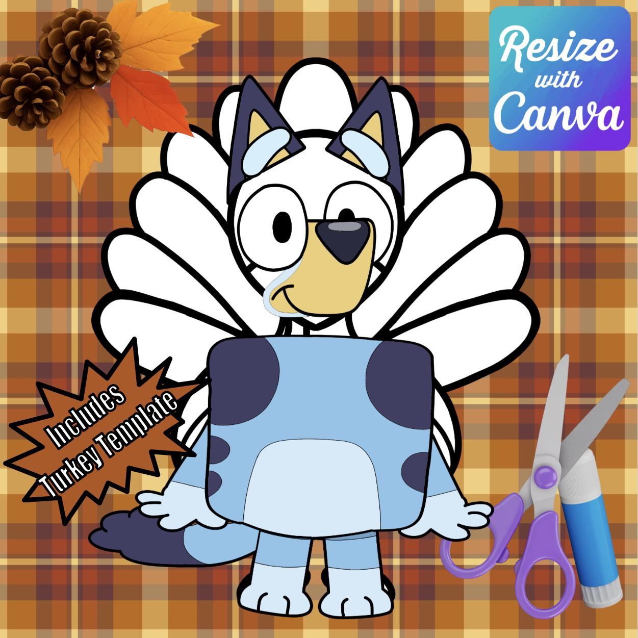 Disguise A Turkey-Blue Dog Disguise-Resizable! - Etsy Canada within Bluey Turkey Disguise Printable