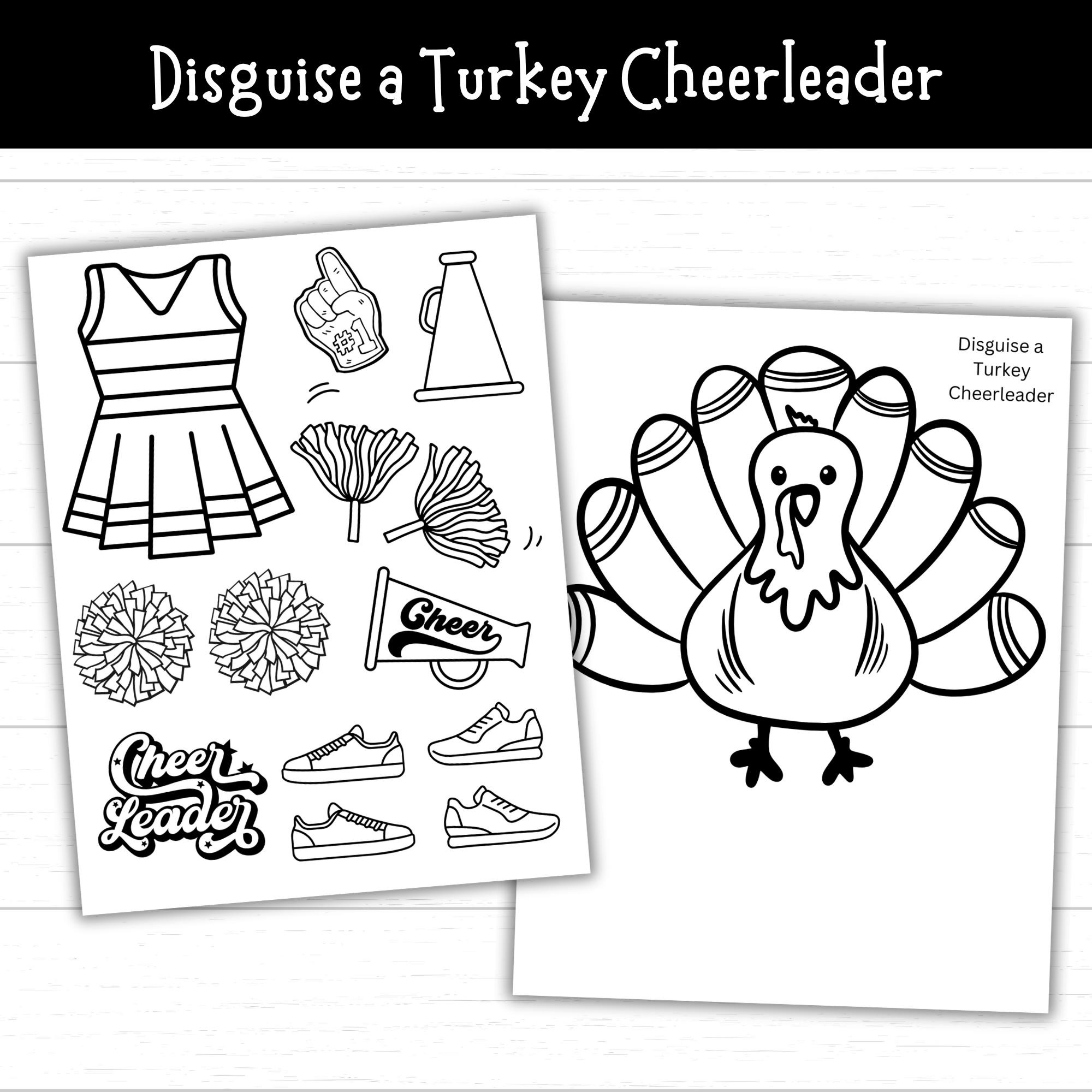 Disguise A Turkey Cheerleader, Cheerleader Turkey, Printable in Cheerleader Turkey Disguise Printable