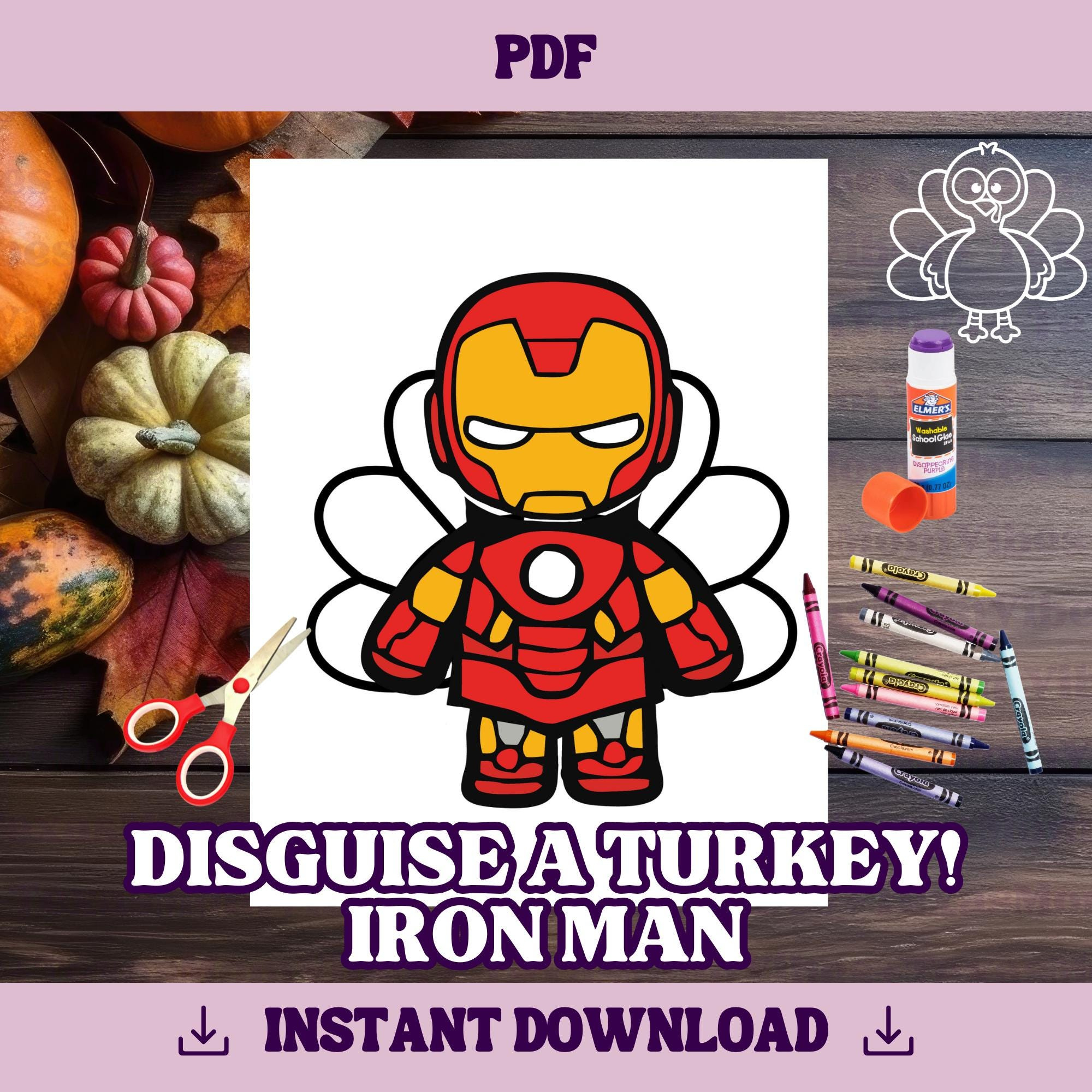 Disguise A Turkey-Iron Man Template | Thanksgiving Craft Printable within Disguise Template Printable Iron Man Turkey Disguise