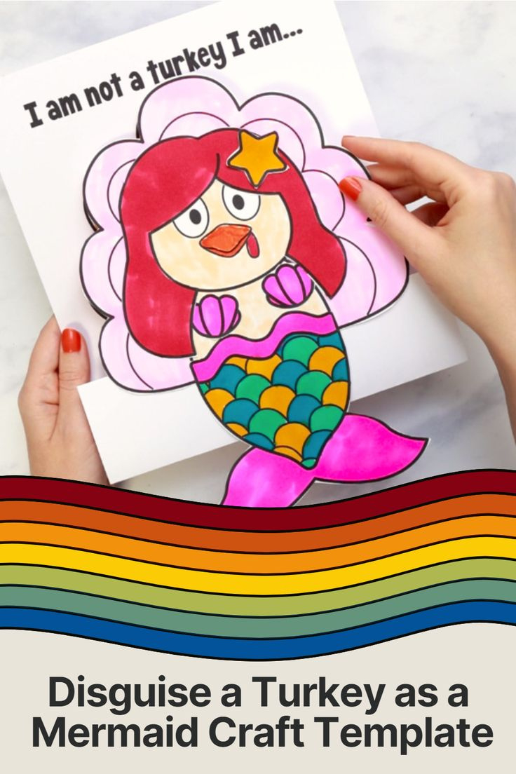 Disguise A Turkey Mermaid Printable Project inside Disguise a Turkey Mermaid Template Printable