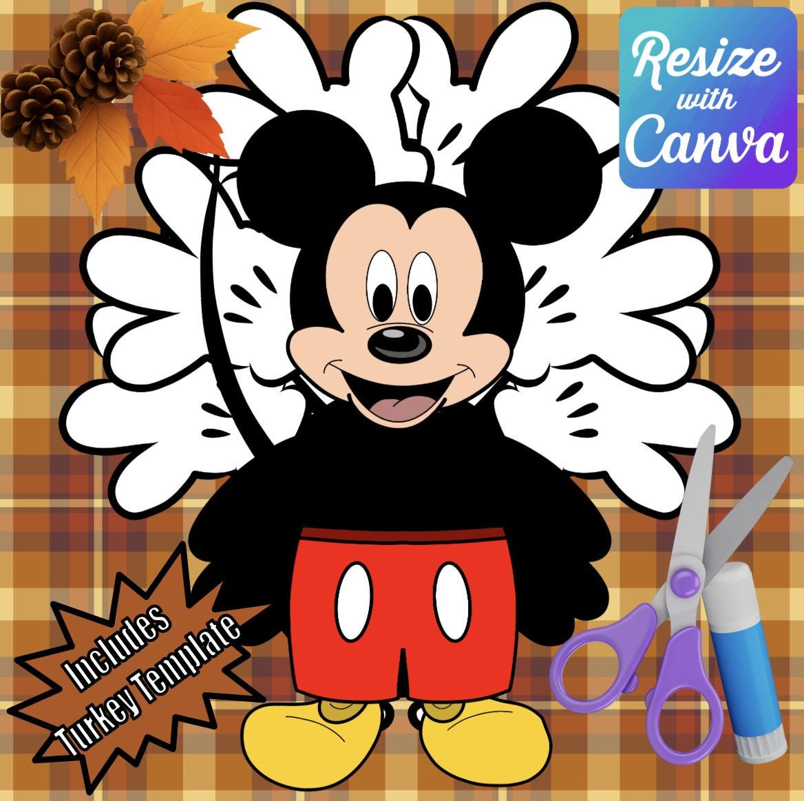 Disguise A Turkey- Mouse Disguise-Resizable! - Etsy Australia within Disguise Template Printable Mickey Mouse Turkey Disguise