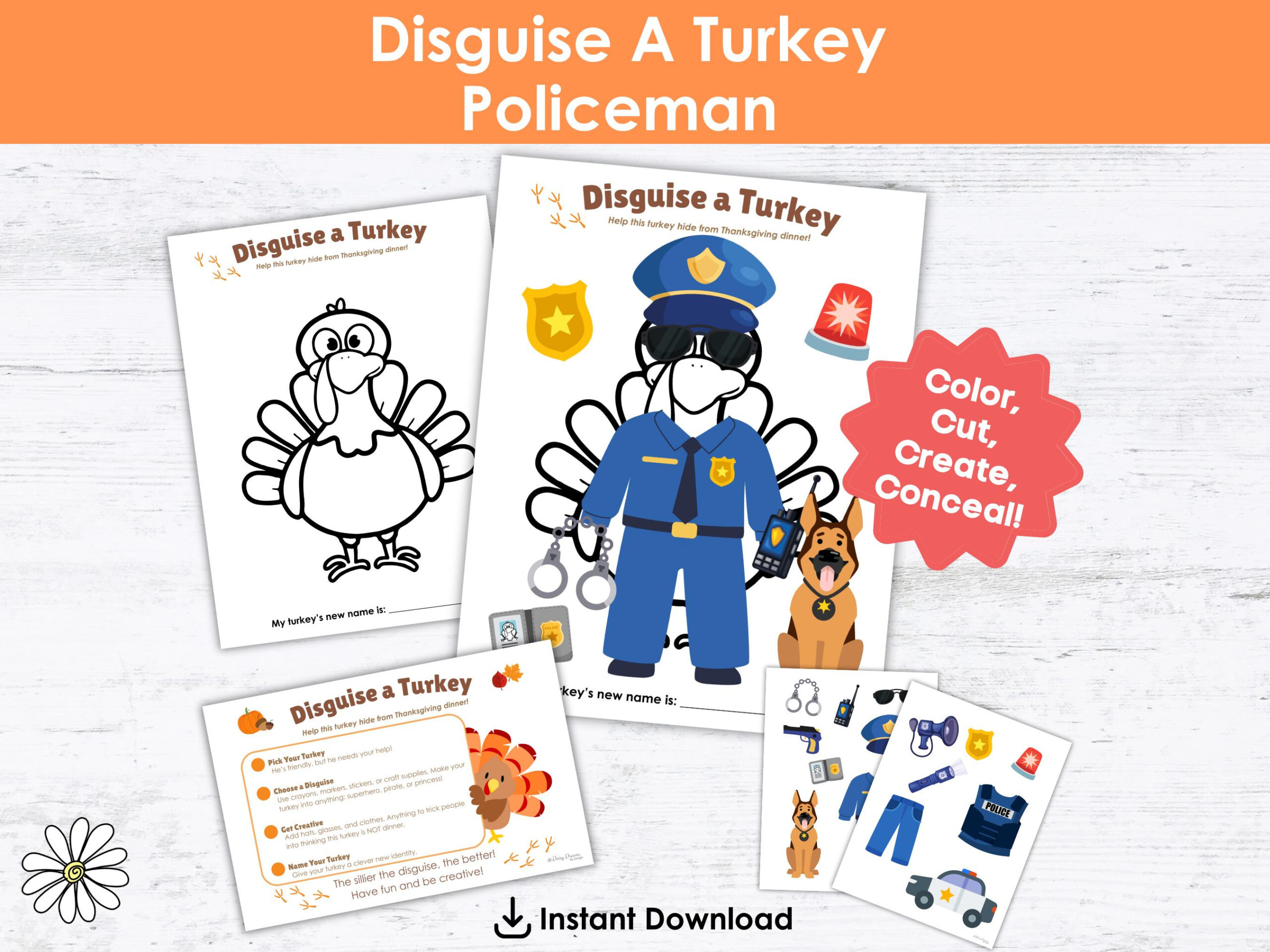 Disguise A Turkey Policeman Printable | Thanksgiving Turkey In with regard to Disguise Template Printable Police Turkey Disguise
