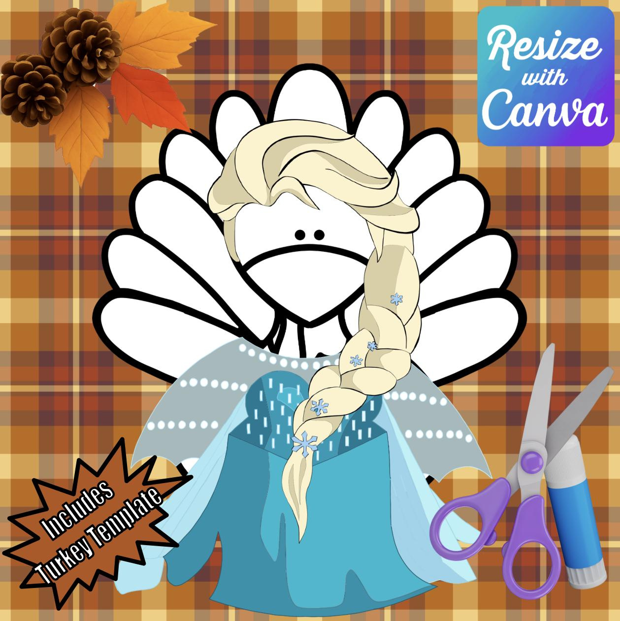 Disguise A Turkey-Queen Disguise-Resizable! - Etsy throughout Elsa Turkey Disguise Printable