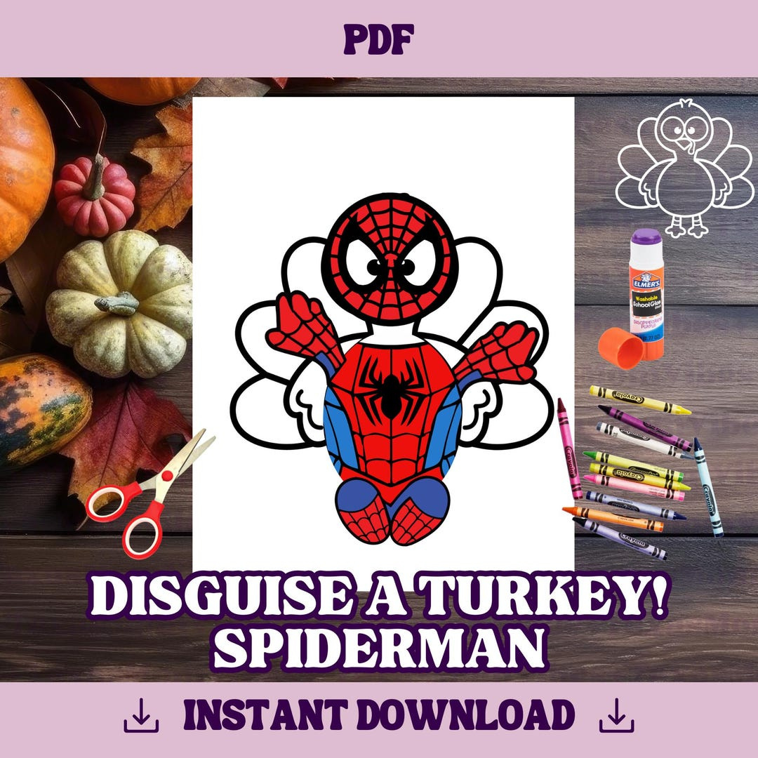 Disguise A Turkey-Spiderman Template | Thanksgiving Craft throughout Free Printable Disguise a Turkey Spiderman Template