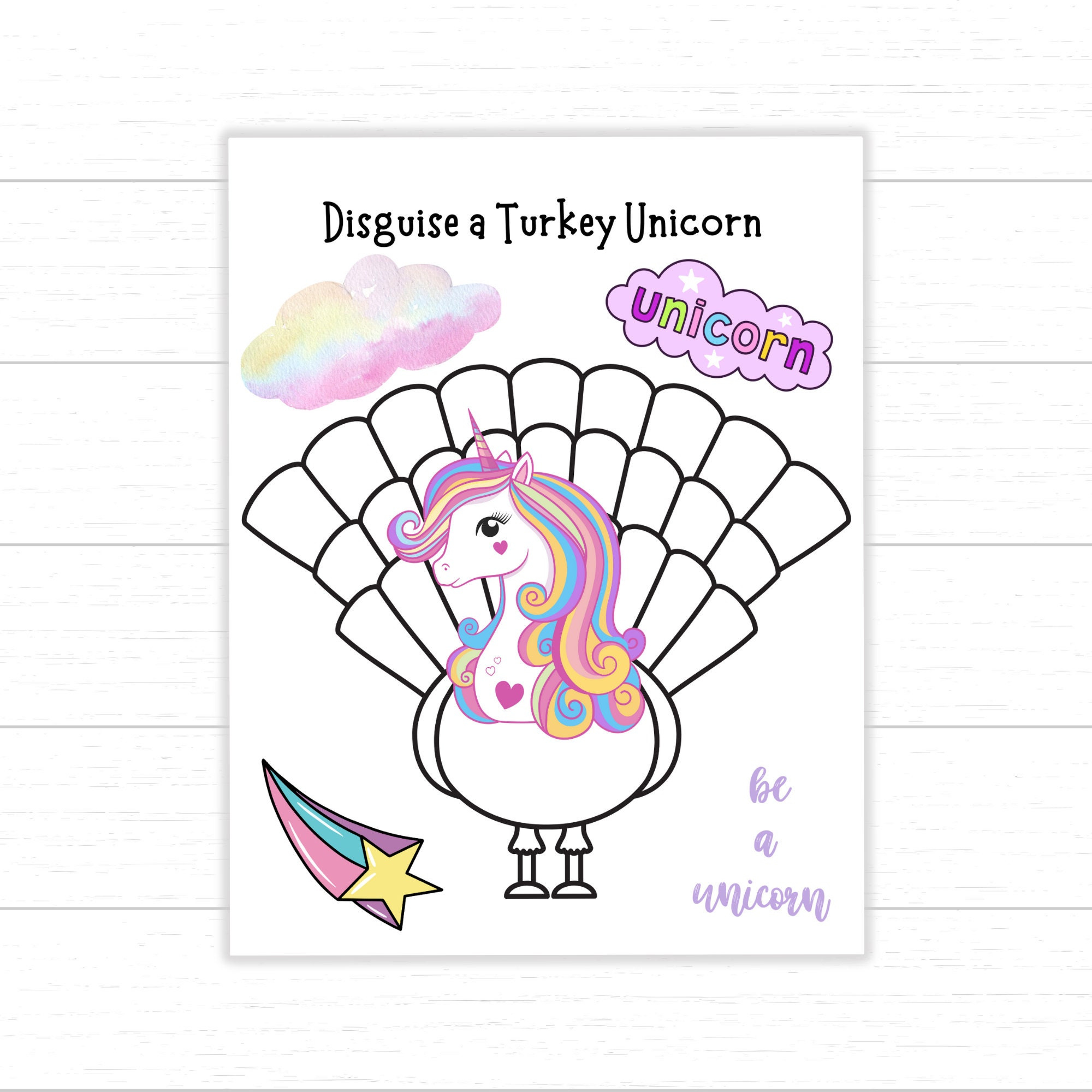 Disguise A Turkey Unicorn Craft, Printable Thanksgiving Activity in Free Printable Disguise A Turkey Unicorn Template
