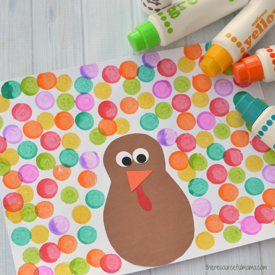 Do A Dot Thanksgiving Craft For Kids - The Resourceful Mama for Turkey Dot Art Printable