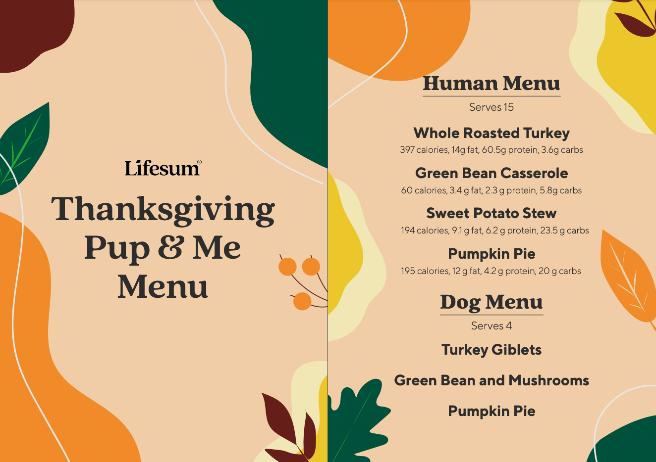 Dog-Friendly Thanksgiving Menu - Lifesum with Dog Thanksgiving Menu Templates