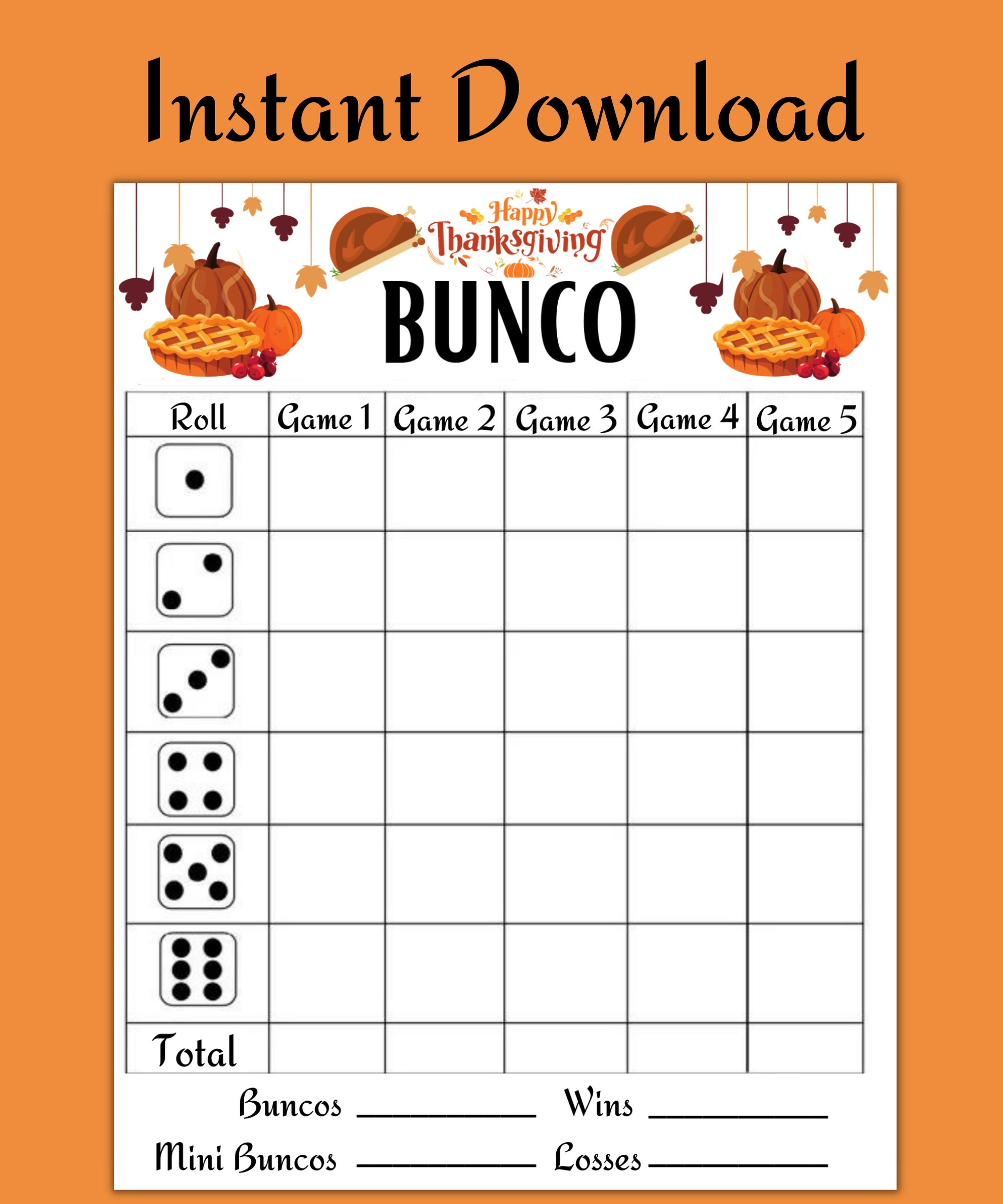 Druckbare Thanksgiving Bunco Score Card Sheet - Bunco Druckbares with regard to Free Printable Thanksgiving Bunco Score Sheets