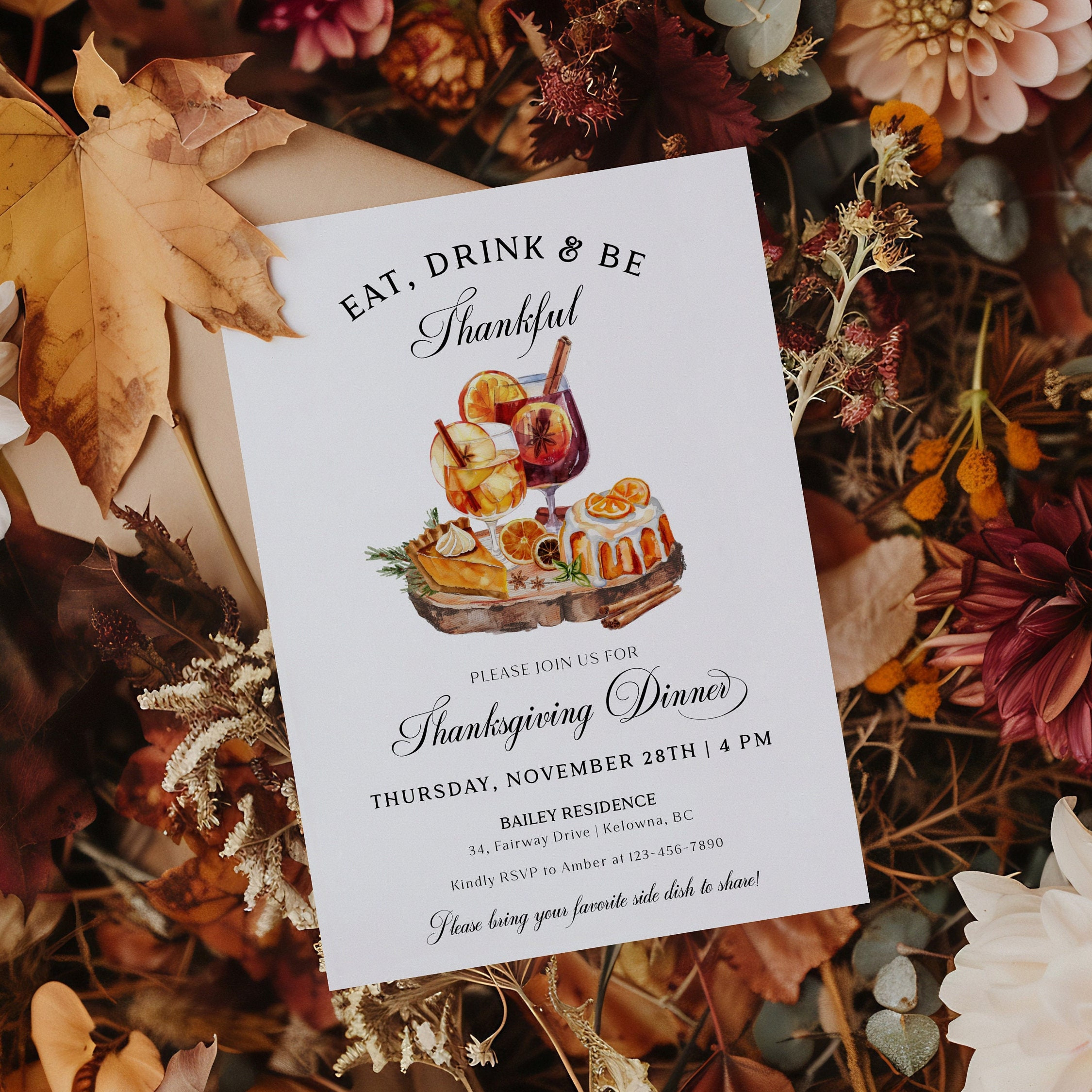 Eat Drink Be Thankful Invitation, Thanksgiving Dinner Invite throughout Free Online Thanksgiving Templates Menu Hgv