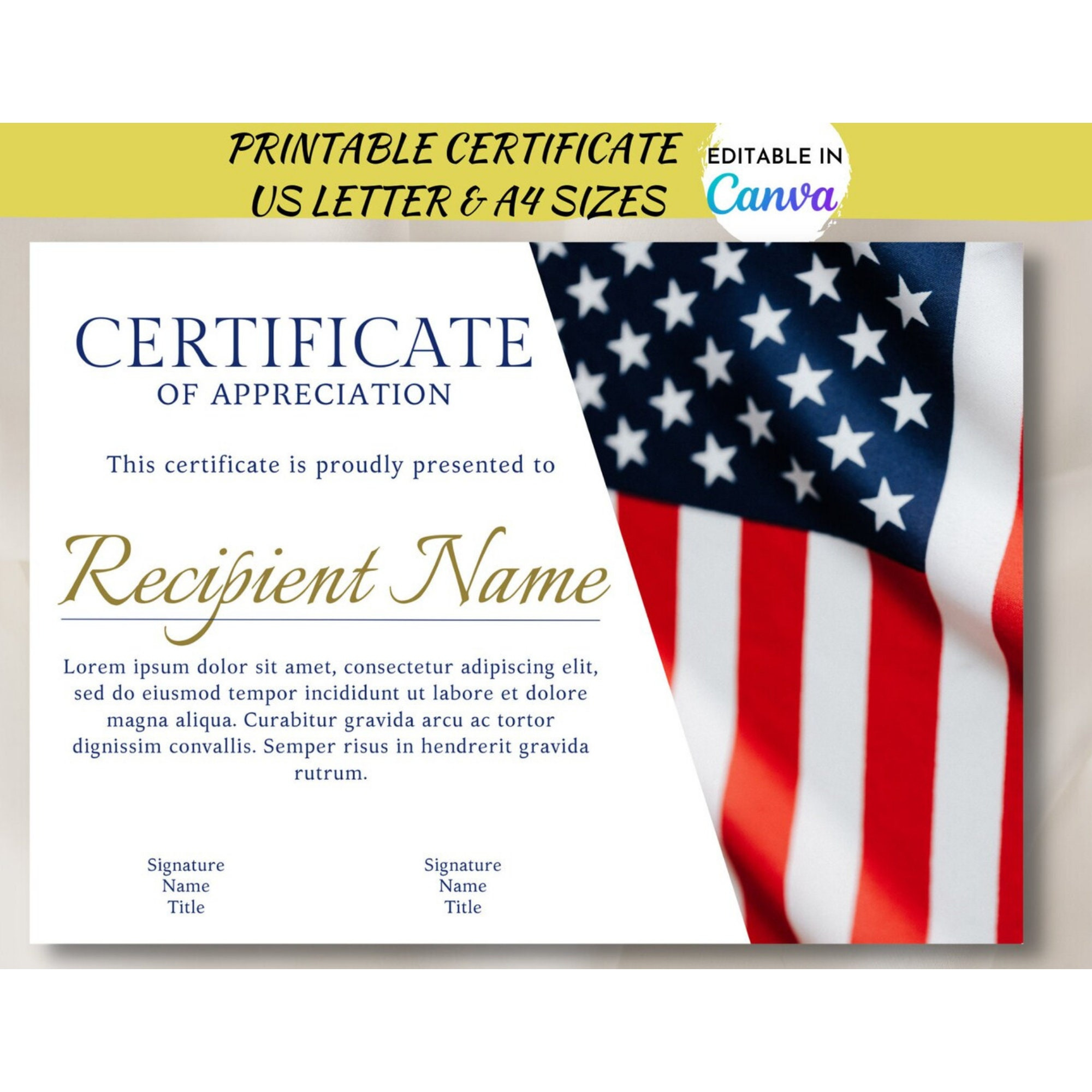 Editable American Flag Appreciation Certificate | Usa Veteran&amp;#039;S in Downloadable Sample Veterans Day Certificates Free Printables