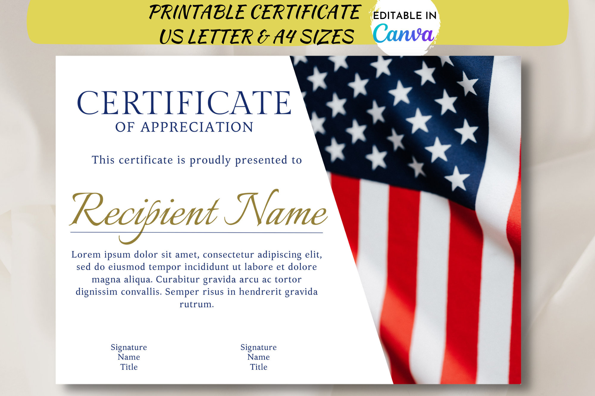 Editable American Flag Appreciation Certificate | Usa Veteran&amp;#039;S regarding Free Printable Veterans Certificates