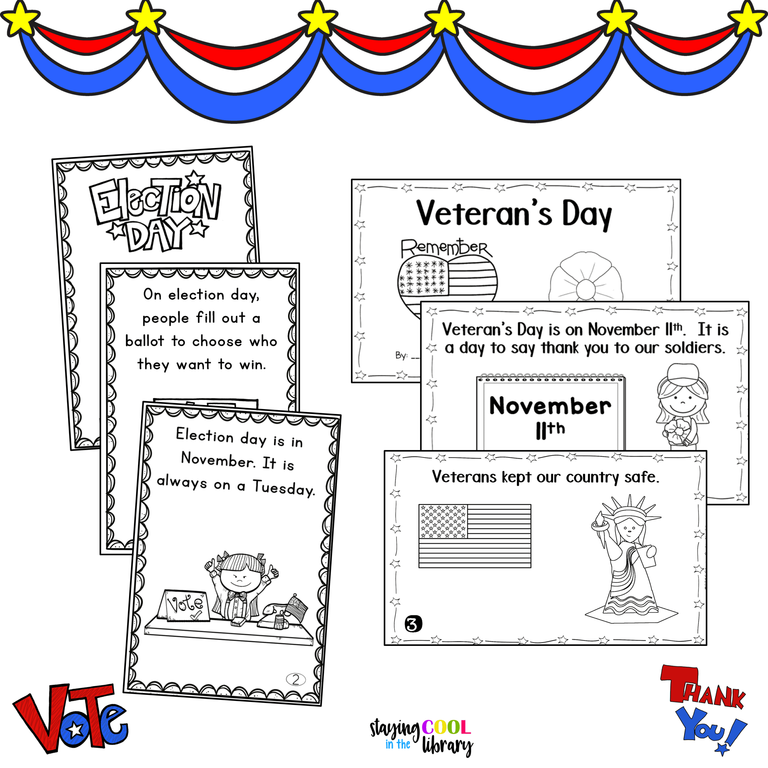 Election Day And Veteran&amp;#039;S Day Print And Digital Mini Books with regard to Veterans Day Mini Book Printables