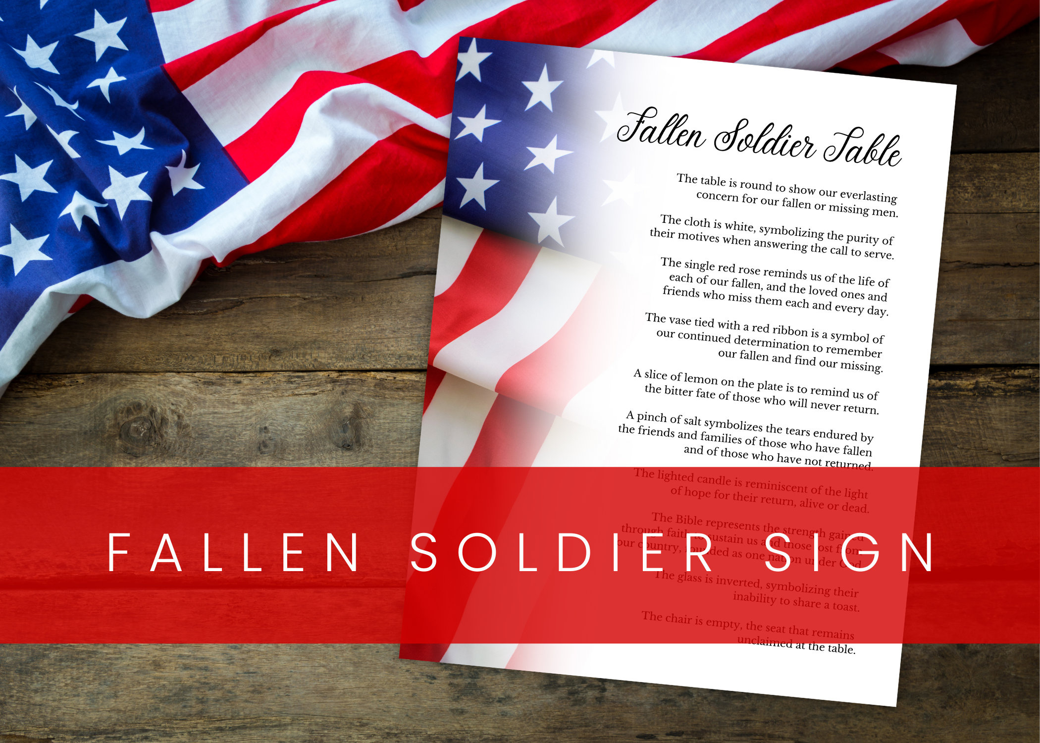 Fallen Soldier Memorial Sign | White Background | Digital Download with regard to Veterans Day White Table Poem