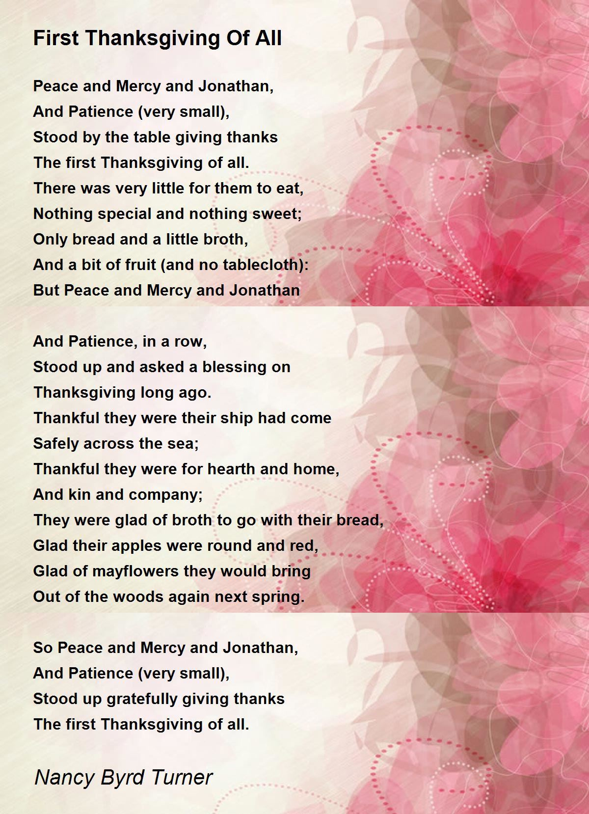 First Thanksgiving Of All - First Thanksgiving Of All Poem with Poem About The First Thanksgiving