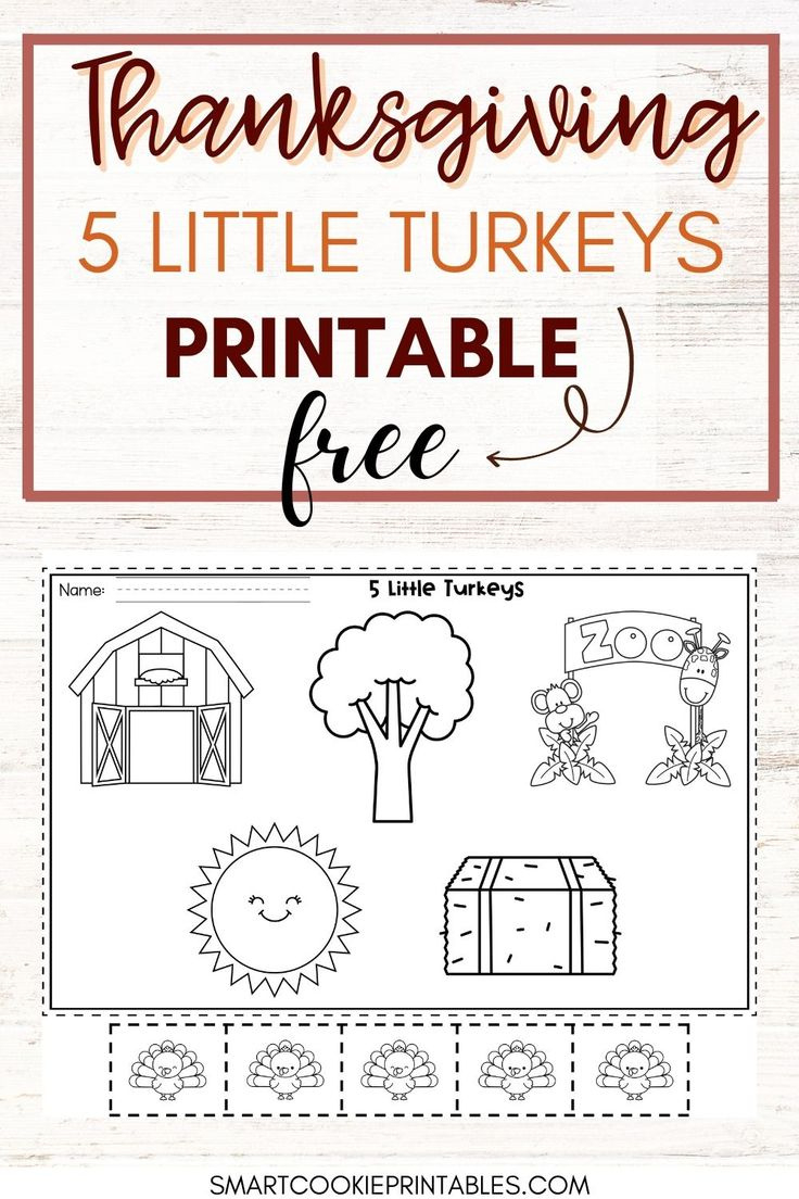 Five Little Turkeys Free Storyboard Printable pertaining to Free Printable 5 Little Turkeys