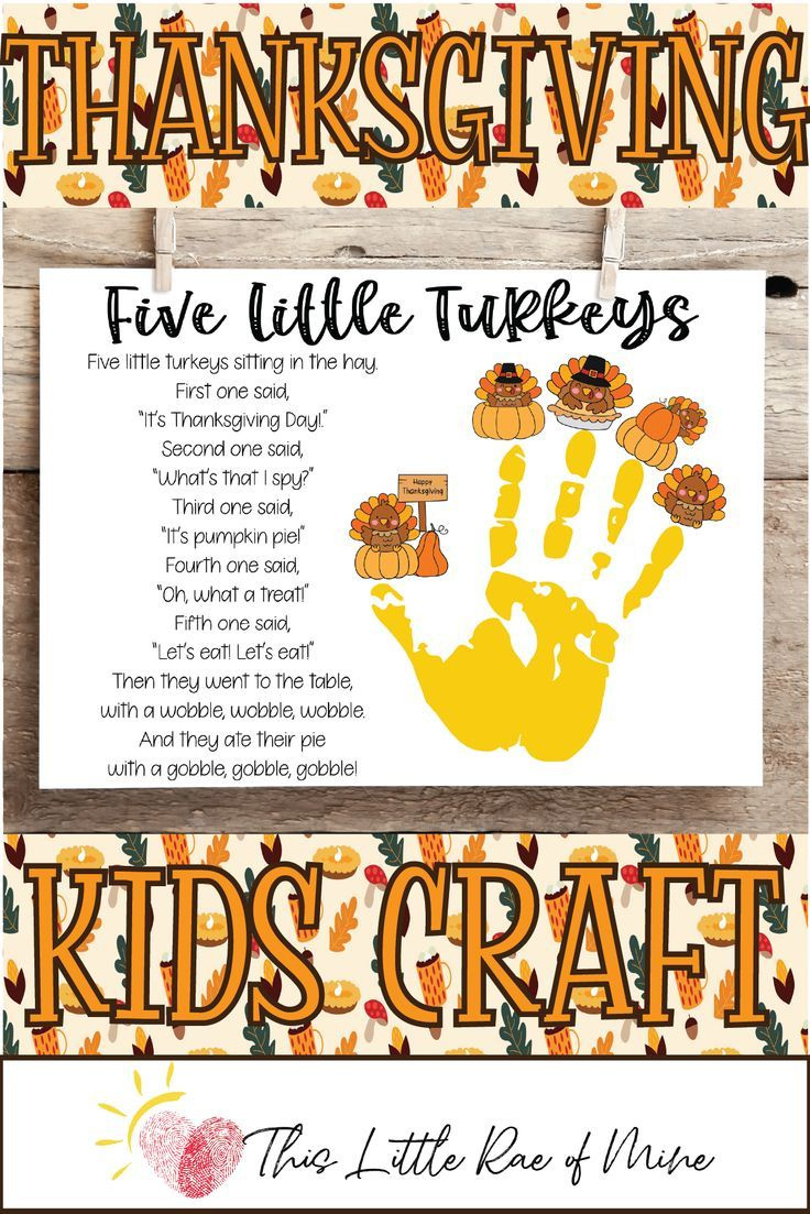 Five Little Turkeys Poem - Kids Handprint Craft with regard to Five Little Turkeys Poem Printable