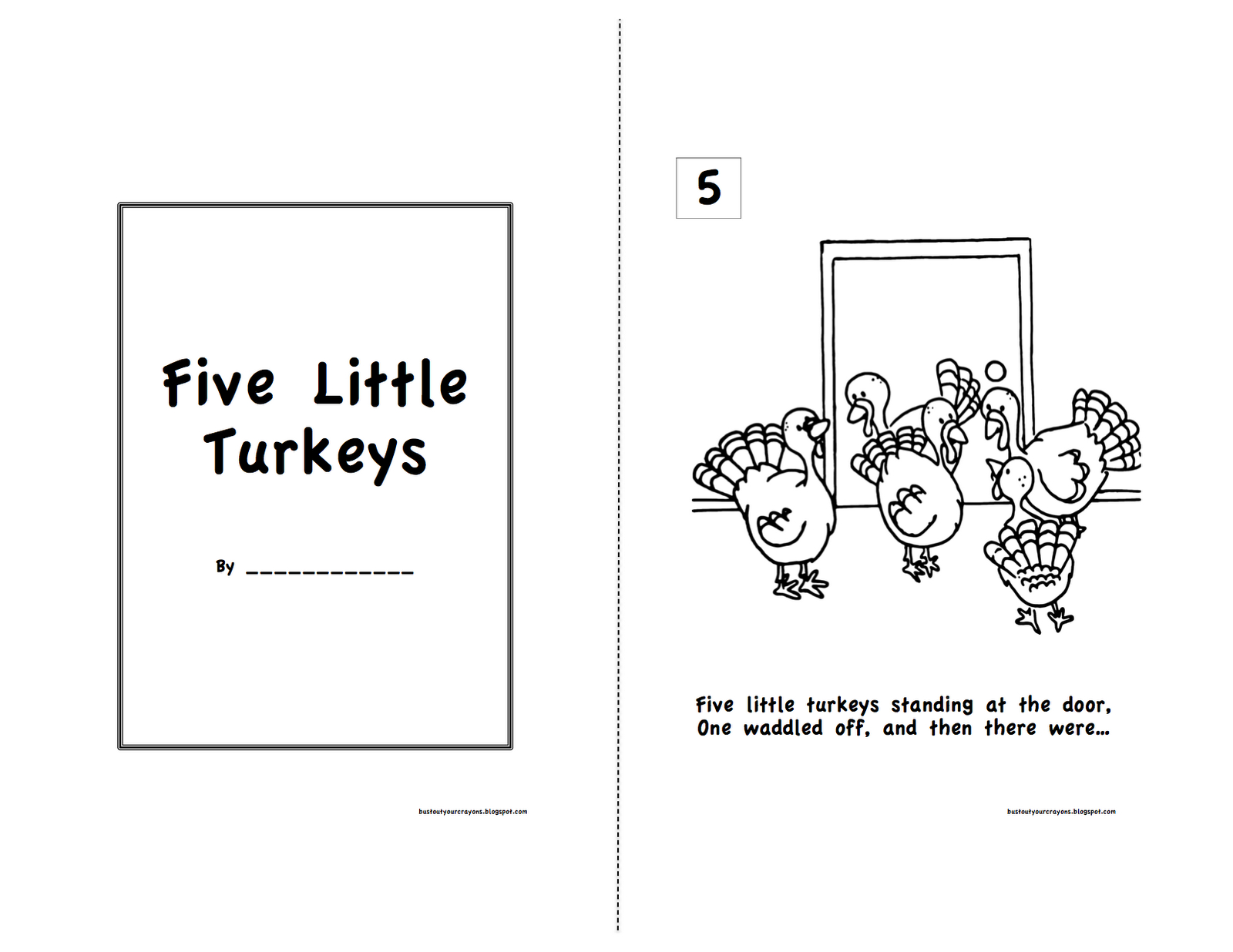 Five Little Turkeys within Five Little Turkeys Printable Book