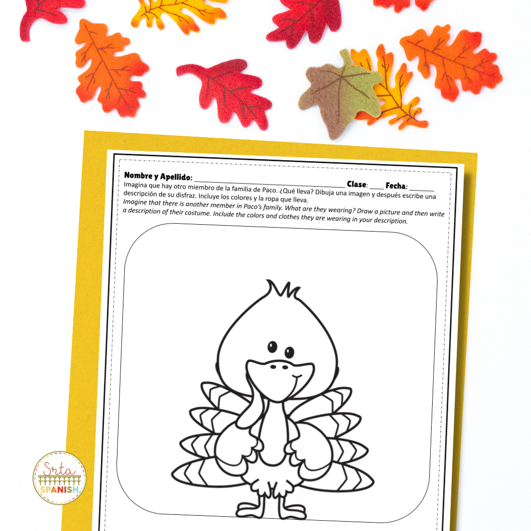 Free Activity For Thanksgiving In Spanish Class - Srta Spanish within Thanksgiving Worksheets in Spanish Free