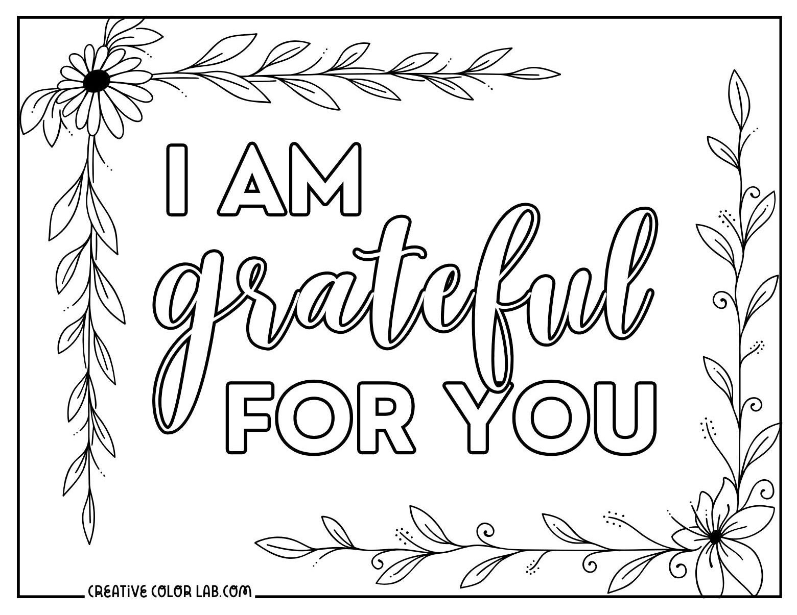 Free Grateful Coloring Pages | Pdf Printables To Download for I am Thankful For Printable Coloring Pages