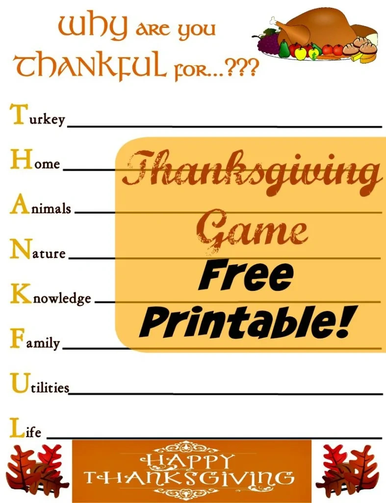 Free I Am Thankful For Worksheet (3 Simple Printables!) - Leap Of with Free Printable Thanksgiving Games For Family