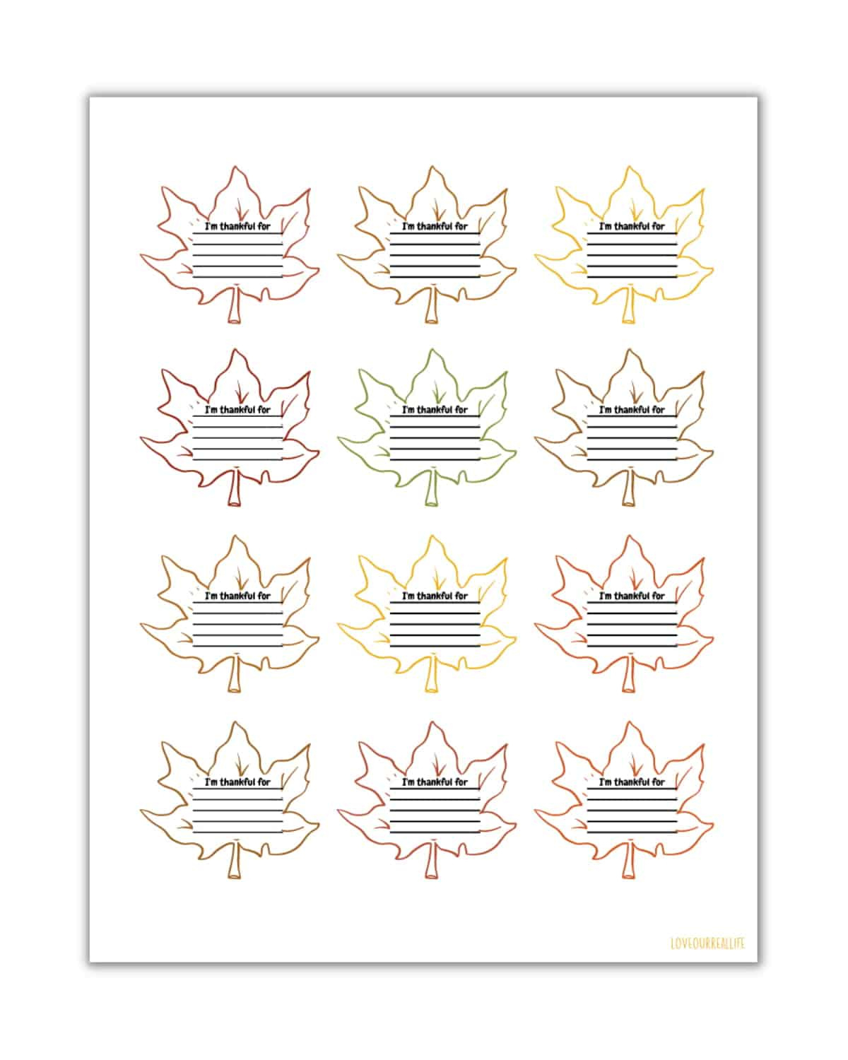 Free I&amp;#039;M Thankful For Printable And Worksheets For Kids ⋆ Love within I am Thankful For Leaves Printable Free
