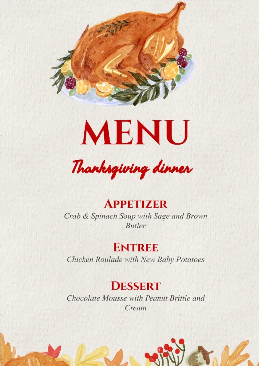 Free Menu Thanksgiving Dinner Template For Google Docs regarding Thanksgiving Menu Google Doc Template