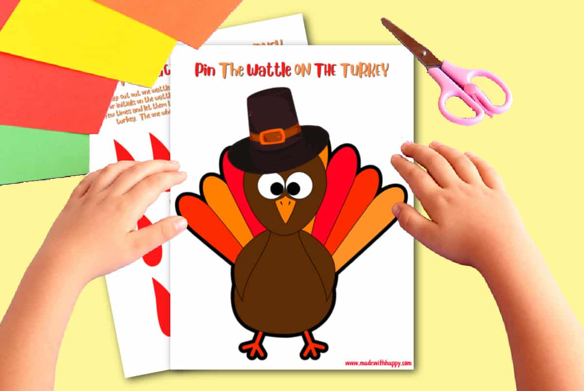 Free Pin The Wattle On The Turkey Printable Thanksgiving Game intended for Pin The Tail On The Turkey Game Printable