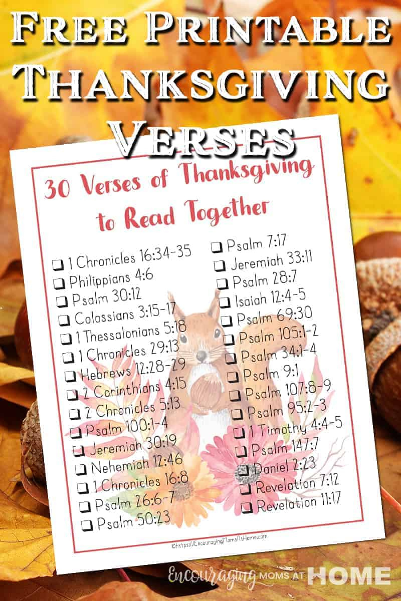 Free Printable Checklist Of 30 Beautiful Bible Verses To Read For in Free Printable Thanksgiving Bible Verses