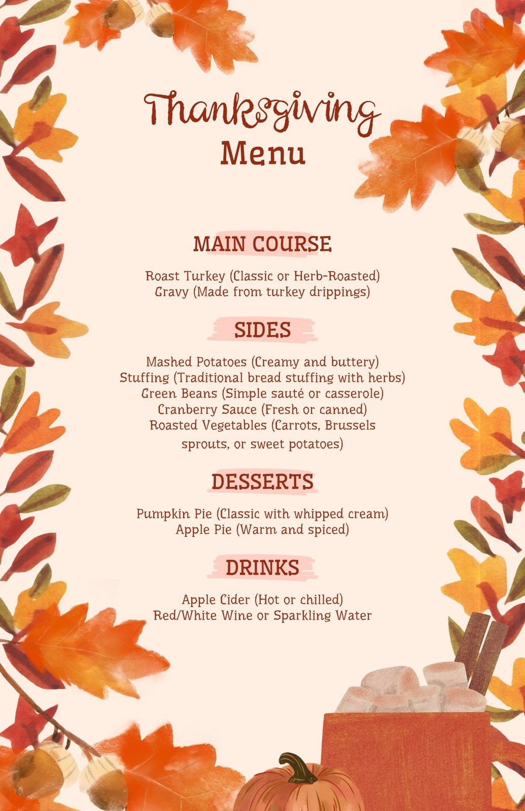 Free Printable, Customizable Thanksgiving Menu Templates | Canva for Free Customizable Thanksgiving Menu Template
