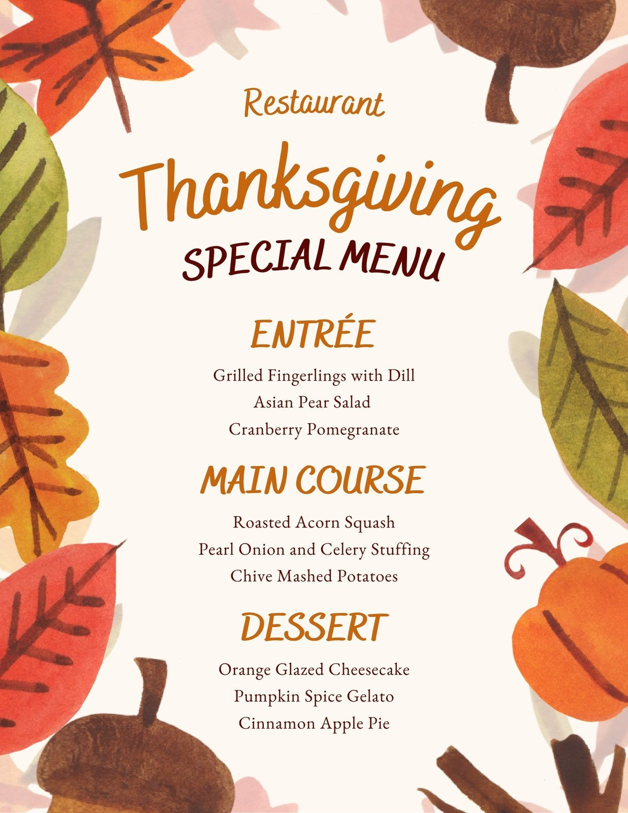 Free Printable, Customizable Thanksgiving Menu Templates | Canva intended for Printable Thanksgiving Menu Template Free
