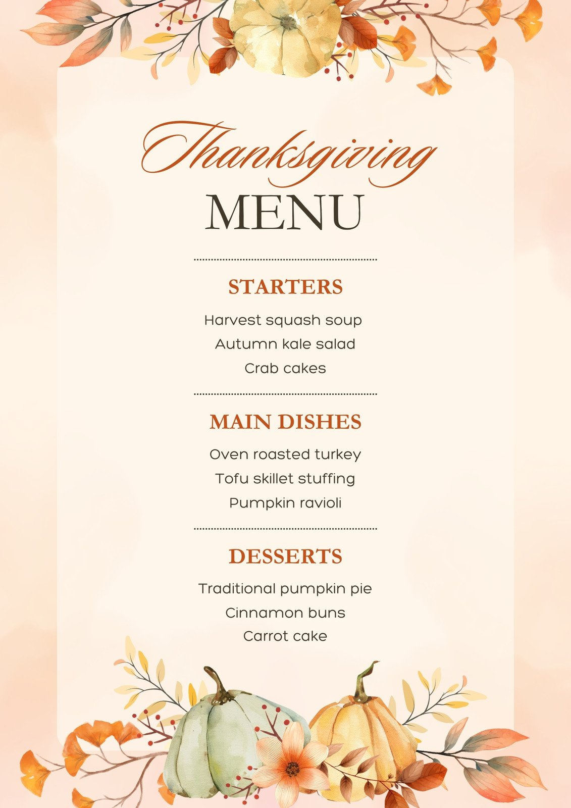 Free Printable, Customizable Thanksgiving Menu Templates | Canva regarding Free Printable Thanksgiving Menu