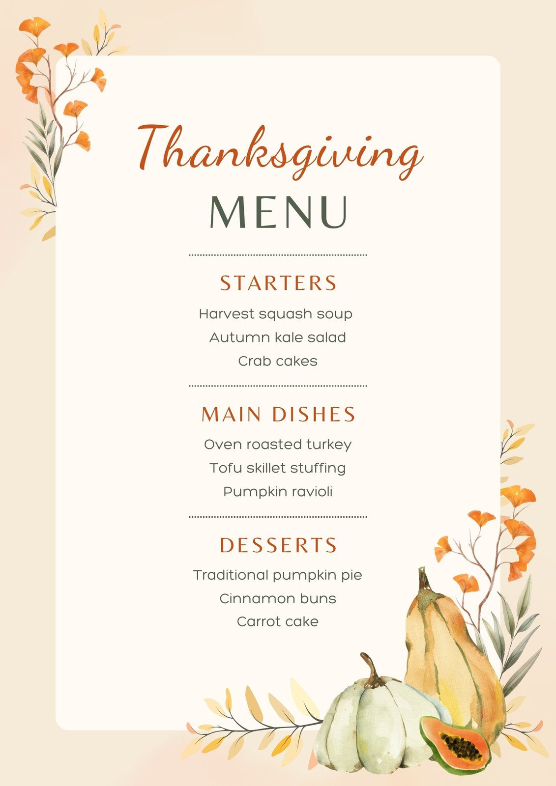 Free Printable, Customizable Thanksgiving Menu Templates | Canva throughout Blank Printable Thanksgiving Menu Template