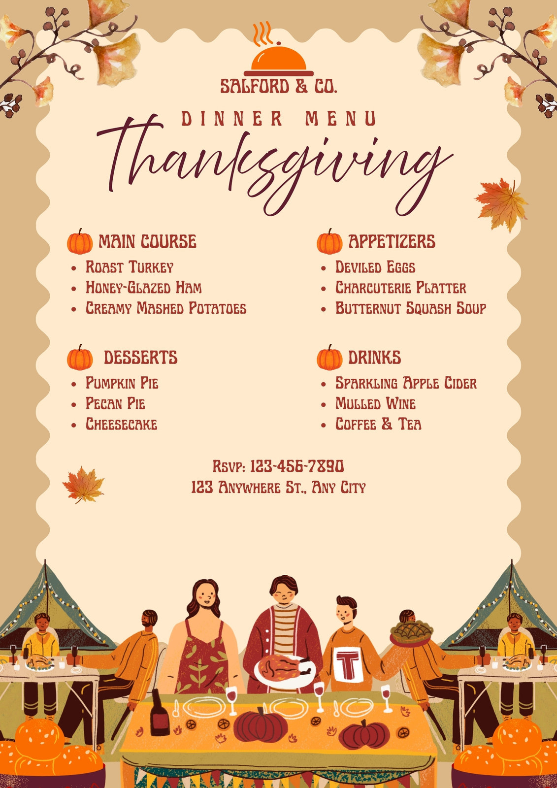 Free Printable, Customizable Thanksgiving Menu Templates | Canva with Free Printable Thanksgiving Dinner Menu Flyer Templates in Word