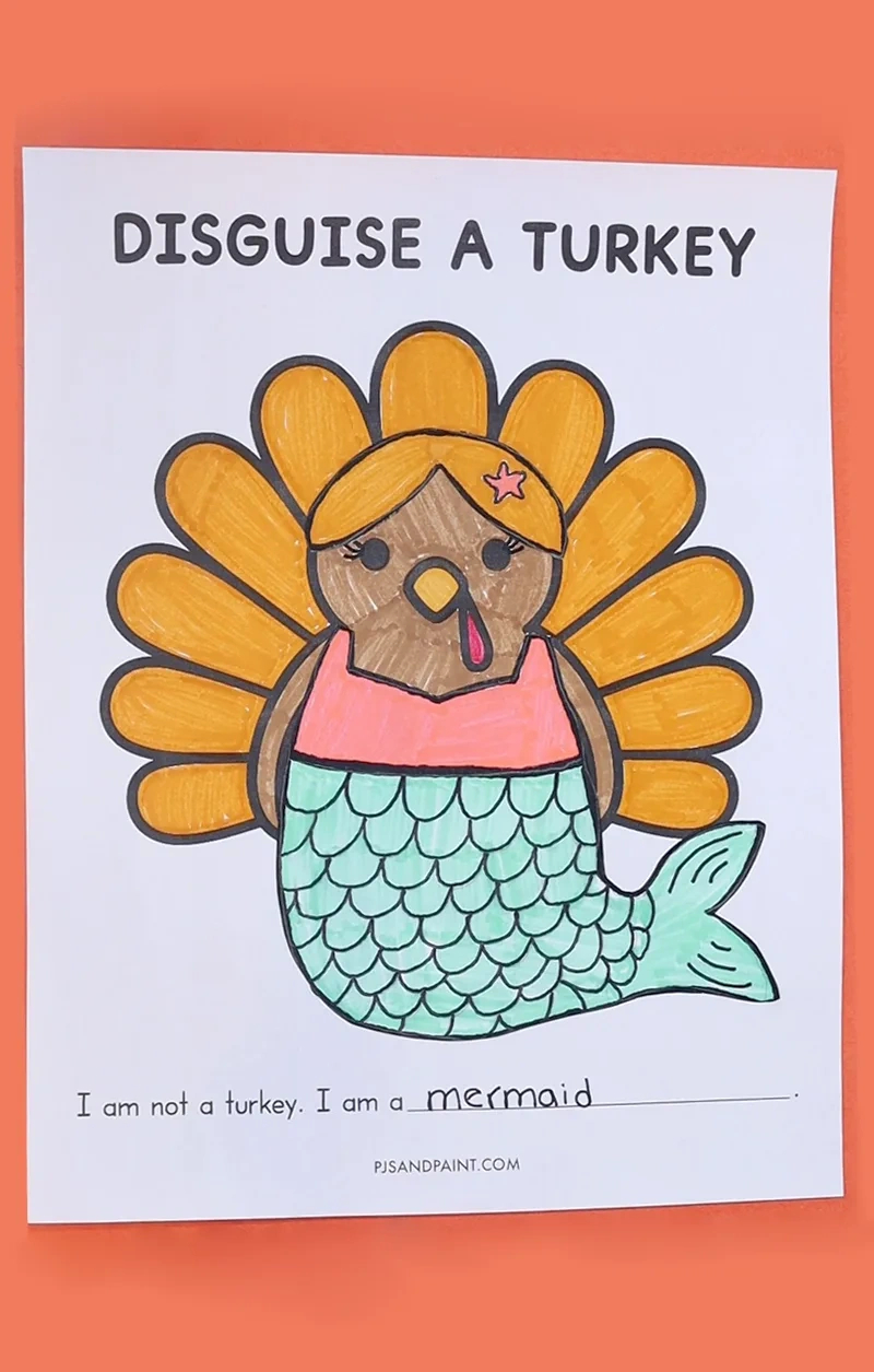 Free Printable Disguise A Turkey Template - Pjs And Paint with regard to Mermaid Turkey Disguise Free Printable