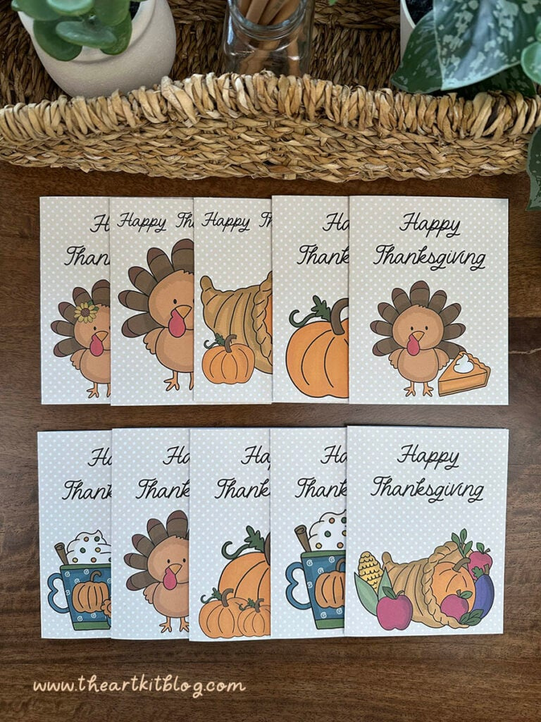 Free Printable Happy Thanksgiving Cards - Set Of 10 - The Art Kit throughout Thanksgiving Greeting Cards Free Printable