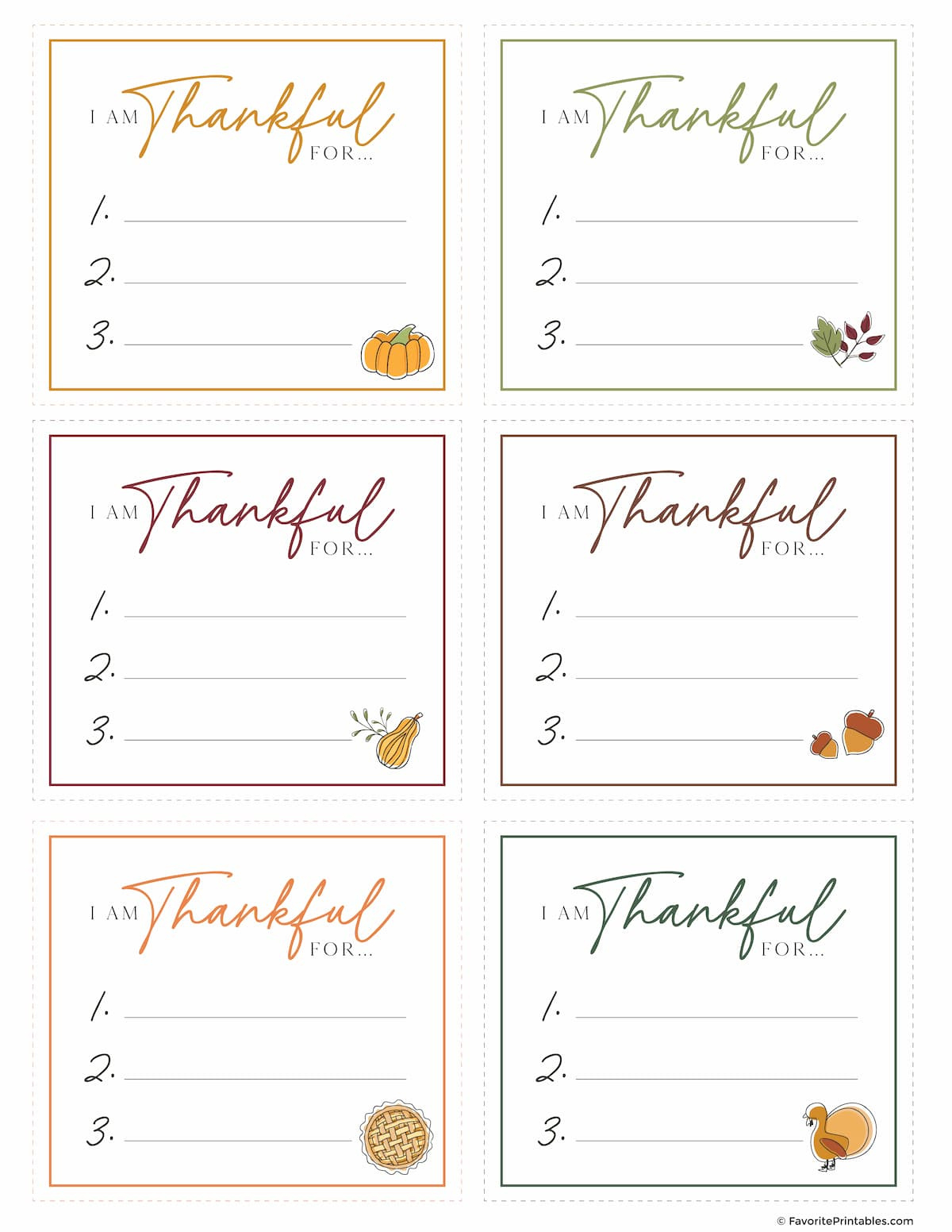 Free Printable I Am Thankful For Cards! - Favorite Printables within I Am Thankful For Cards Printable