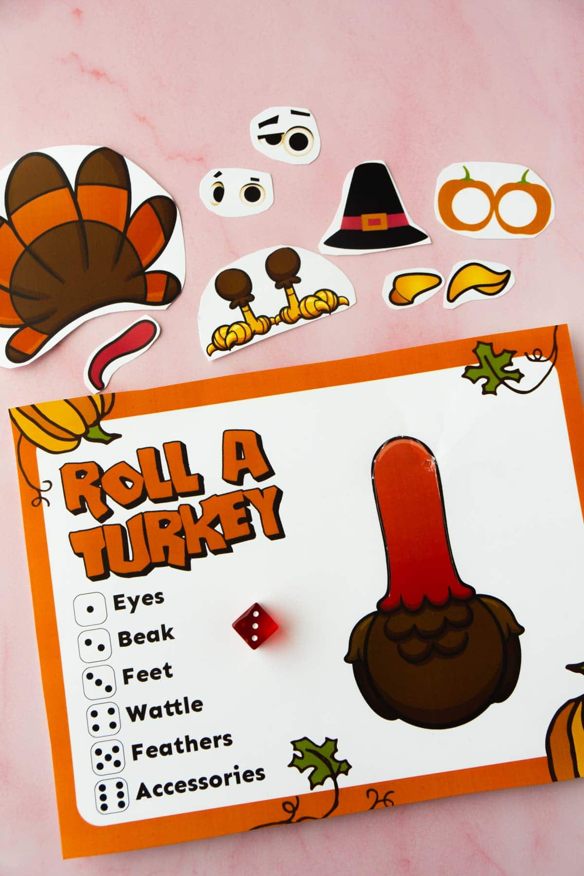 Free Printable Roll A Turkey Dice Game - Play Party Plan throughout Free Printable Roll A Turkey