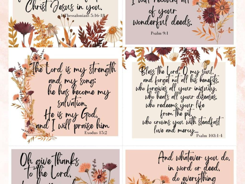 Free Printable Scripture Cards For Thanksgiving And Gratitude intended for Free Printable Thanksgiving Bible Verses