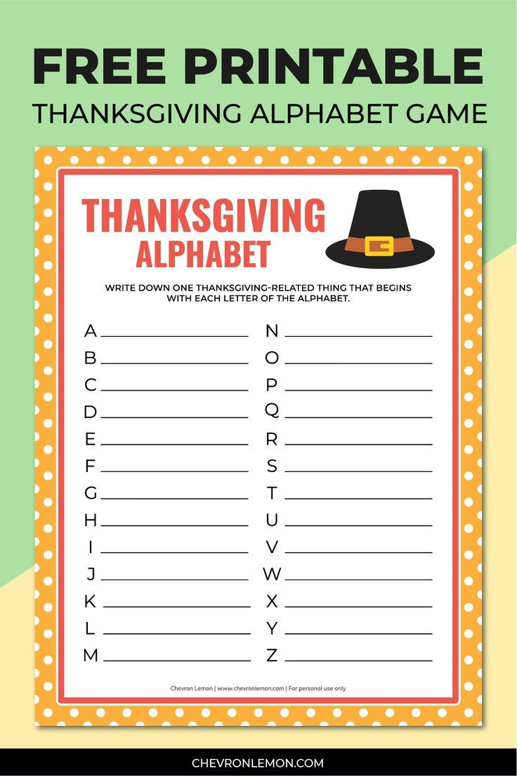 Free Printable Thanksgiving Alphabet Game pertaining to Thanksgiving Games Free Printable