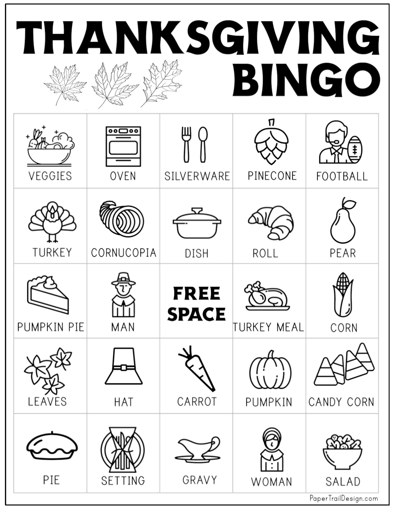 Free Printable Thanksgiving Bingo Cards - Paper Trail Design in Thanksgiving Printable Bingo For 20