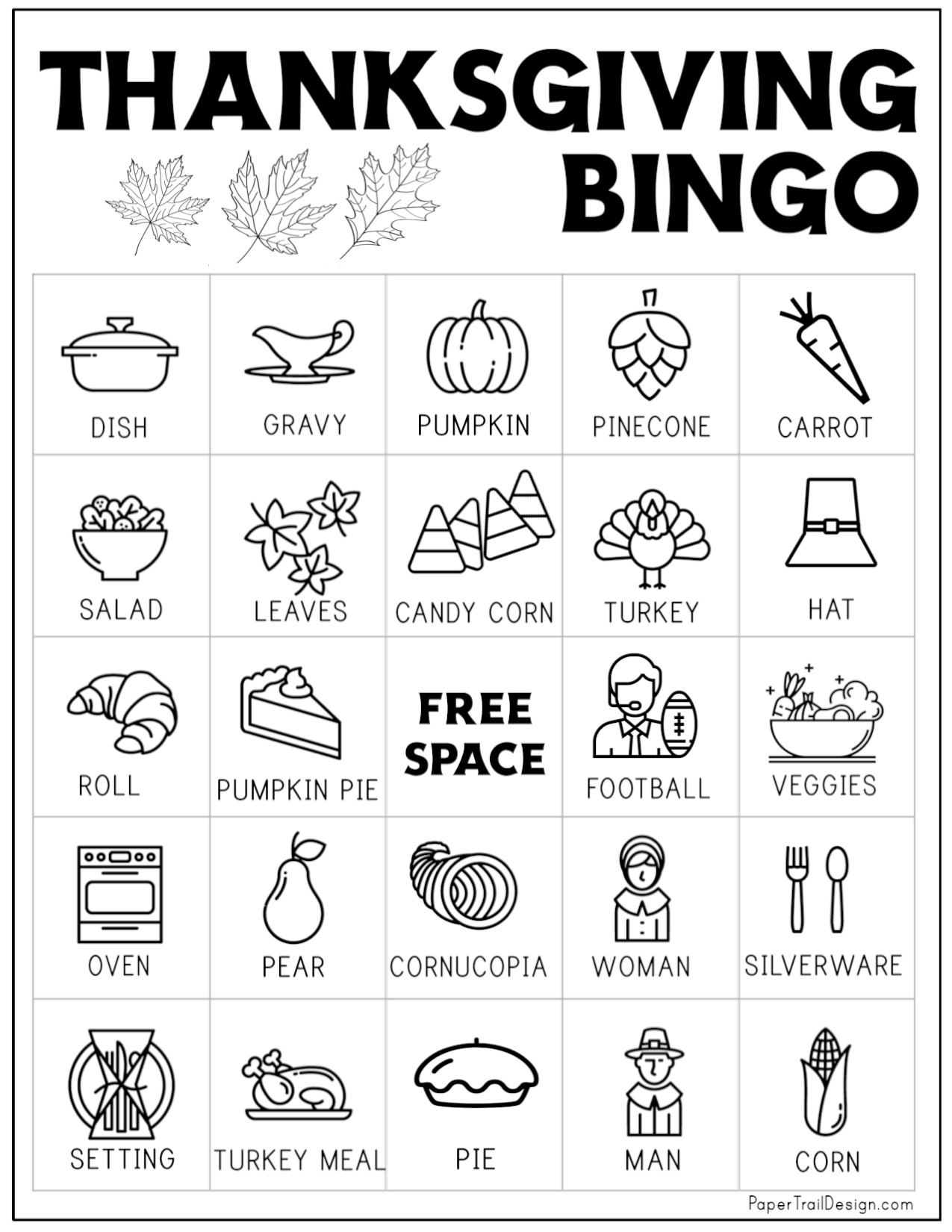Free Printable Thanksgiving Bingo Cards - Paper Trail Design with Bingo Thanksgiving Printables
