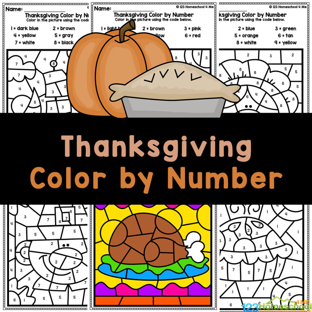 Free Printable Thanksgiving Colornumber Worksheets throughout Free Printable Thanksgiving Multiplication Color By Number